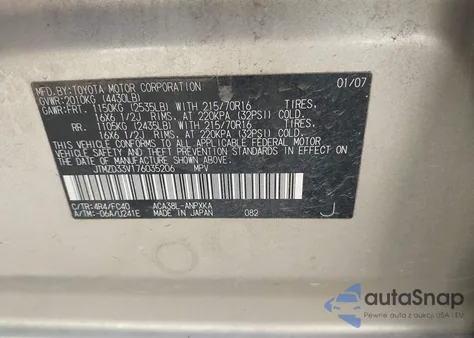 2007 Toyota Rav4 z USA, uszkodzony, nr VIN JTMZD33V176035206